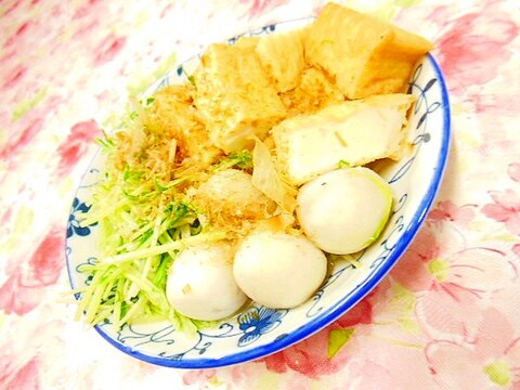 ほんだしｄｅ❤水菜と厚揚げと里芋の鰹節かけ❤